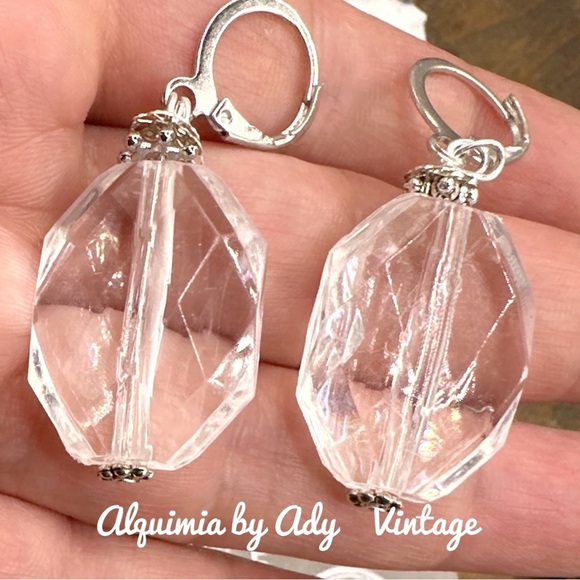 Alquimia Silver Crystal Earrings with Geometric Design - Picture 1 of 1